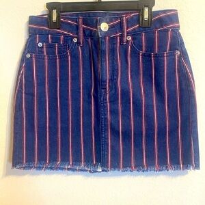 AMERICAN EAGLE striped Denim Skirt, red White & blue mini skirt, sz 2, Small